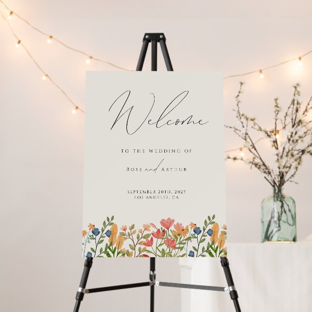 Wildflower Wedding Welcome Sign (In Situ (Stand))