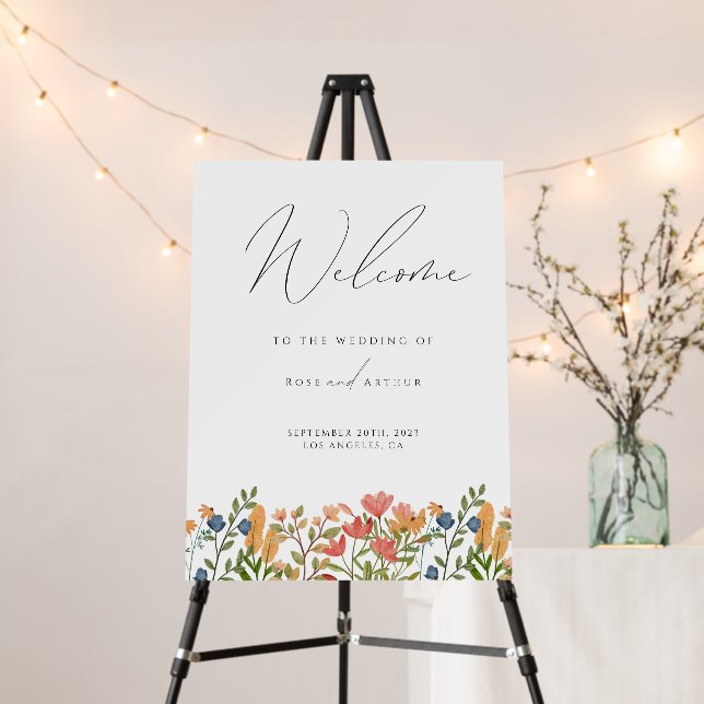 Wildflower Wedding Welcome Sign (In Situ (Stand))
