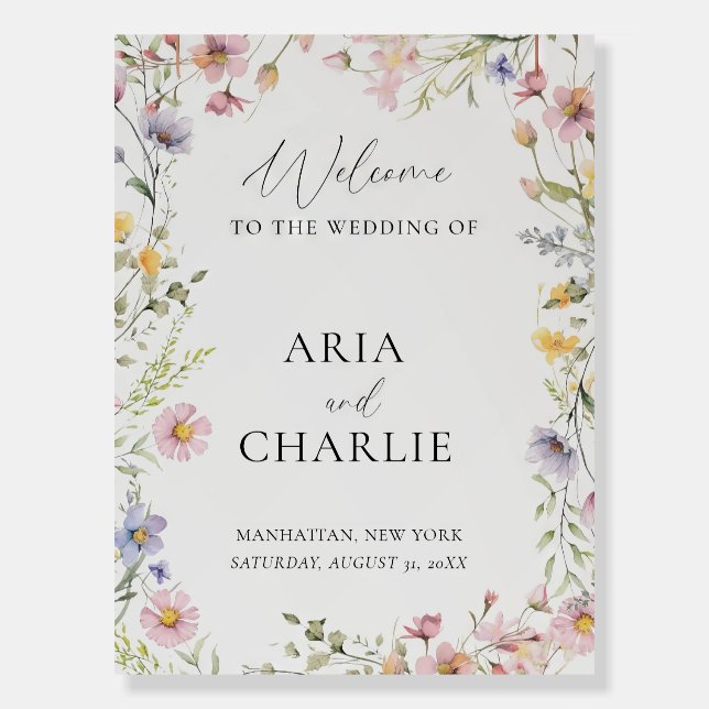  Wildflower Wedding Welcome Sign Printable, Floral (Front)
