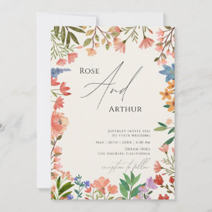 Wildflower Wedding Whimsical Minimalist Invitation