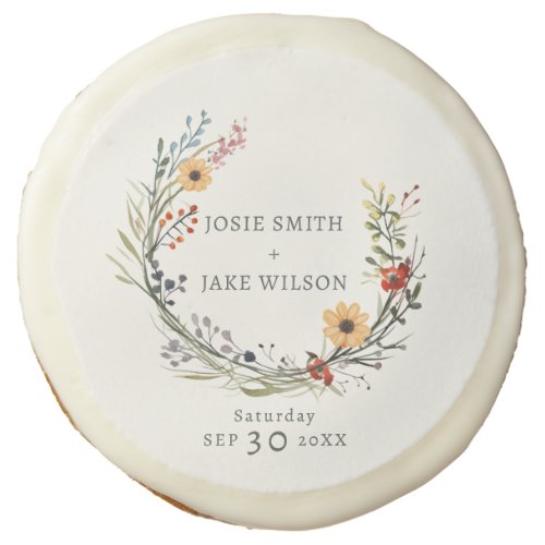 Wildflower wedding wreath wedding invitation sugar cookie