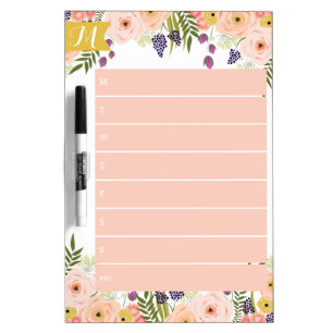 Wildflower Weekly Calendar Dry Erase Board