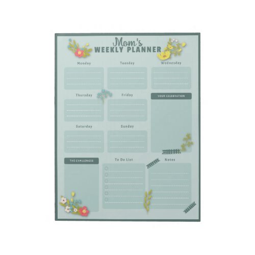 Wildflower Weekly Calendar Notepad