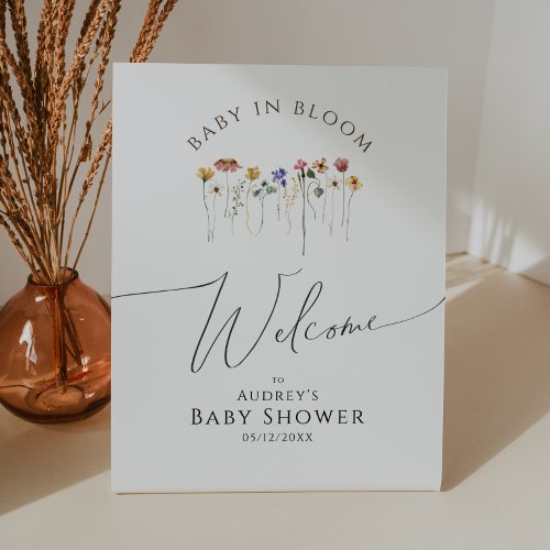 Wildflower Welcome Baby In Bloom Baby Shower Pedestal Sign