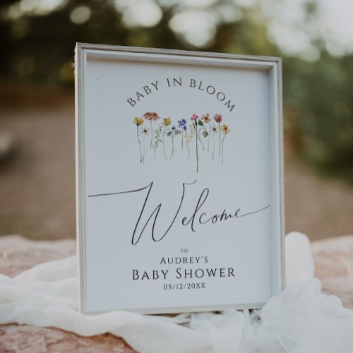 Wildflower Welcome Baby In Bloom Baby Shower Sign
