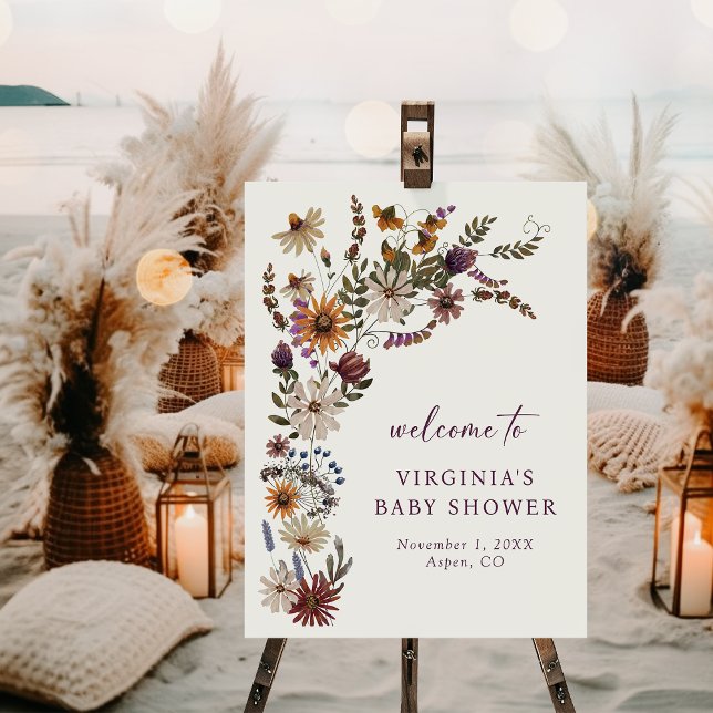 Wildflower Welcome Baby Shower Sign (Wildflower Welcome Baby Shower Sign
)