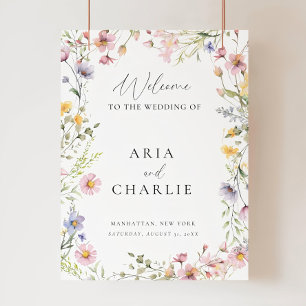 Wildflower Welcome Sign for Wedding, Printable Flo