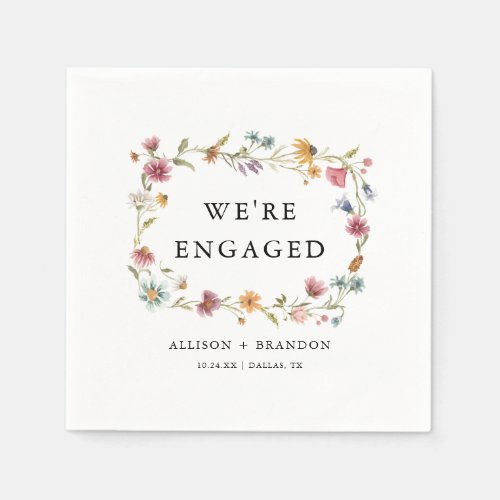 Wildflower Were Engaged Engagement Party Napkins