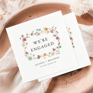 Wildflower We're Engaged Engagement Party Napkins