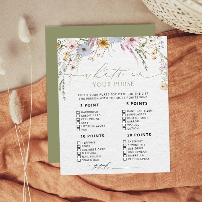 Wildflower Whats in Your Purse Baby Shower Game (Creator Uploaded)