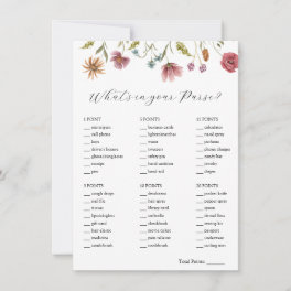 Wildflower What's in Your Purse Bridal Game Card