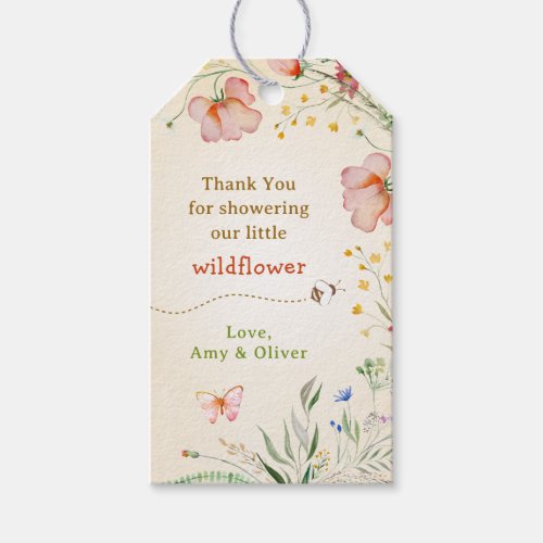 Wildflower Whimsical Baby Shower Guest Thank You Gift Tags