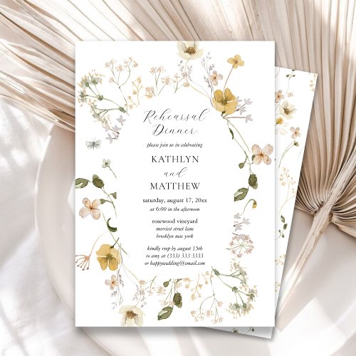 Wildflower Whimsical Boho Modern Rehearsal Dinner Invitation