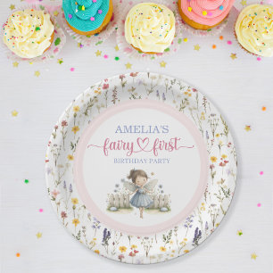 Wildflower Whimsical Fairy First Birthday Party Paper Plates