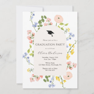 Wildflower Whimsical Floral Graduation Party Invitation