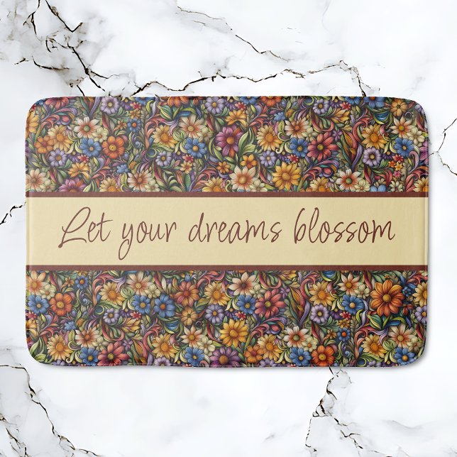 Wildflower Whimsy Let Your Dreams Blossom Bath Mat (Wildflower Whimsy - Let your dreams blossom Bathmat.)