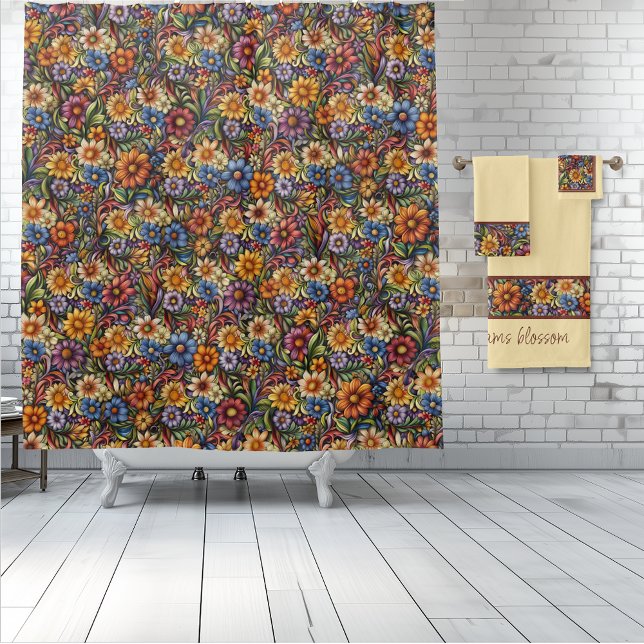 Wildflower Whimsy Shower Curtain (Wildflower Whimsy shower curtain and towel set)