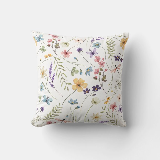 Wildflower Whimsy Throw Pillow (Front)