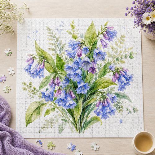 Wildflower Whisper Virginia Bluebells  Jigsaw Puzzle
