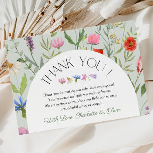 Wildflower White Floral Baby Shower Thank You Card