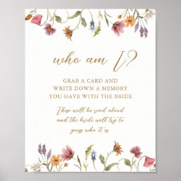 Wildflower Who Am I Bridal Shower Game Sign