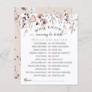 Wildflower Who knows mom best Baby Shower Game