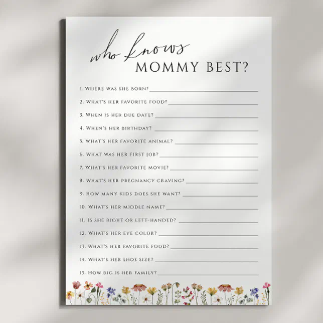 Who Knows Mommy Baby Shower Game