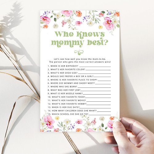 Wildflower Who knows mommy best baby shower game