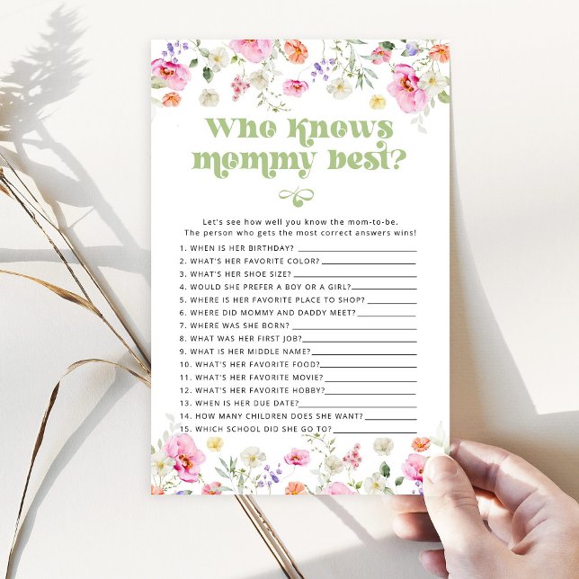Wildflower Who knows mommy best baby shower game (Creator Uploaded)