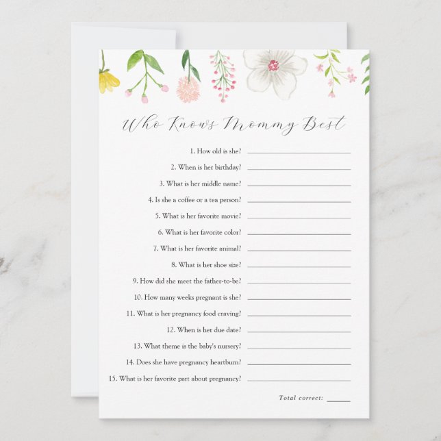 Wildflower Who Knows Mommy Best Game Card (Front)
