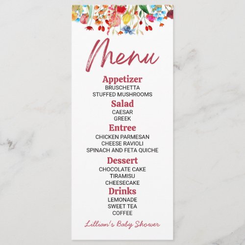 Wildflower Wild Flower Baby Shower Food Menu