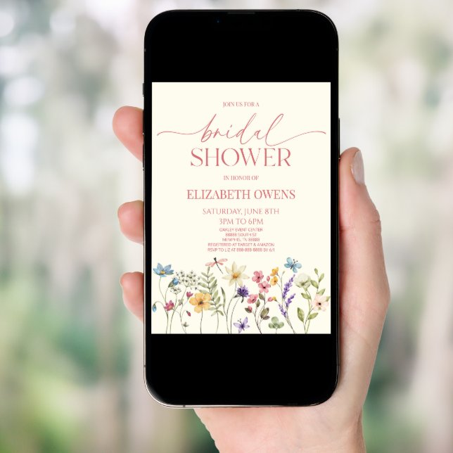 Wildflower Wild Flower Floral Bridal Shower Invitation (Front Digital)