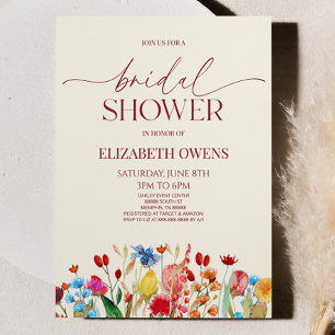 Wildflower Wild Flower Floral Bridal Shower Invitation