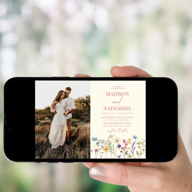 Wildflower Wild Flower Floral Garden Photo Wedding Invitation (Front Digital)