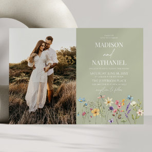 Wildflower Wild Flower Floral Garden Photo Wedding Invitation