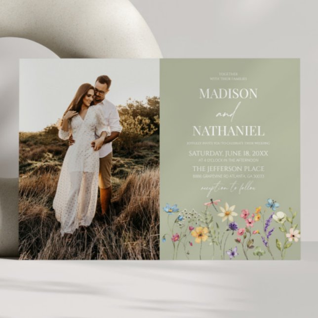 Wildflower Wild Flower Floral Garden Photo Wedding Invitation (Creator Uploaded)