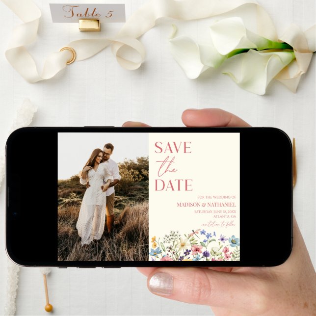 Wildflower Wild Flower Floral Garden Photo Wedding Save The Date (Front Digital)