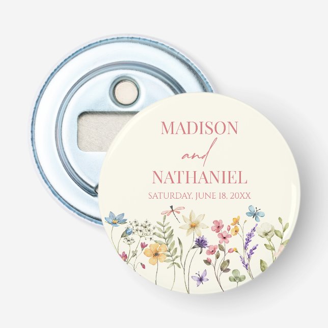Wildflower Wild Flower Floral Garden Wedding Bottle Opener (Front)