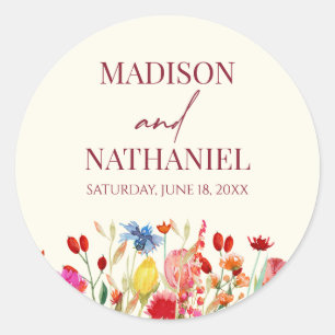 Wildflower Wild Flower Floral Garden Wedding Classic Round Sticker