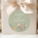 Wildflower Wild Flower Floral Garden Wedding Classic Round Sticker<br><div class="desc">These are Green Wildflower Wild Flower Floral Garden Wedding Party Favor Stickers!</div>