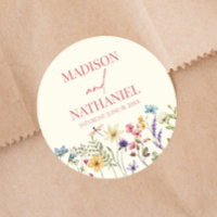Wildflower Wild Flower Floral Garden Wedding Classic Round Sticker