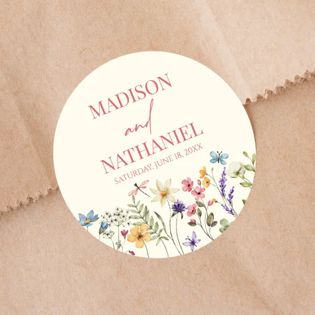 Wildflower Wild Flower Floral Garden Wedding Classic Round Sticker | Zazzle