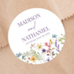 Wildflower Wild Flower Floral Garden Wedding Classic Round Sticker<br><div class="desc">These are Wildflower Wild Flower Floral Garden Wedding Party Favor Stickers!</div>