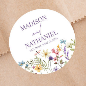 Wildflower Wild Flower Floral Garden Wedding Classic Round Sticker