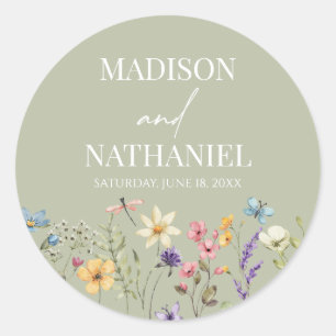 Wildflower Wild Flower Floral Garden Wedding Classic Round Sticker