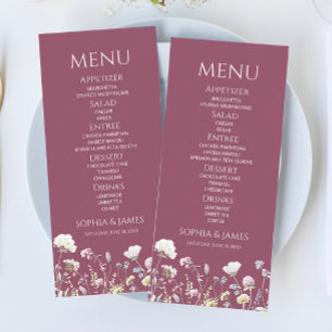 Wildflower Wild Flower Floral Garden Wedding Food Menu