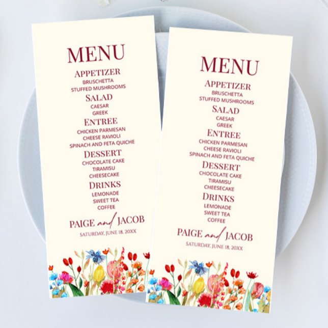 Wildflower Wild Flower Floral Garden Wedding Food Menu (Creator Uploaded)