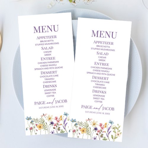 Wildflower Wild Flower Floral Garden Wedding Food Menu