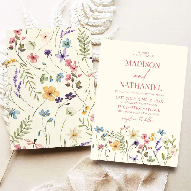 Wildflower Wild Flower Floral Garden Wedding Invitation | Zazzle