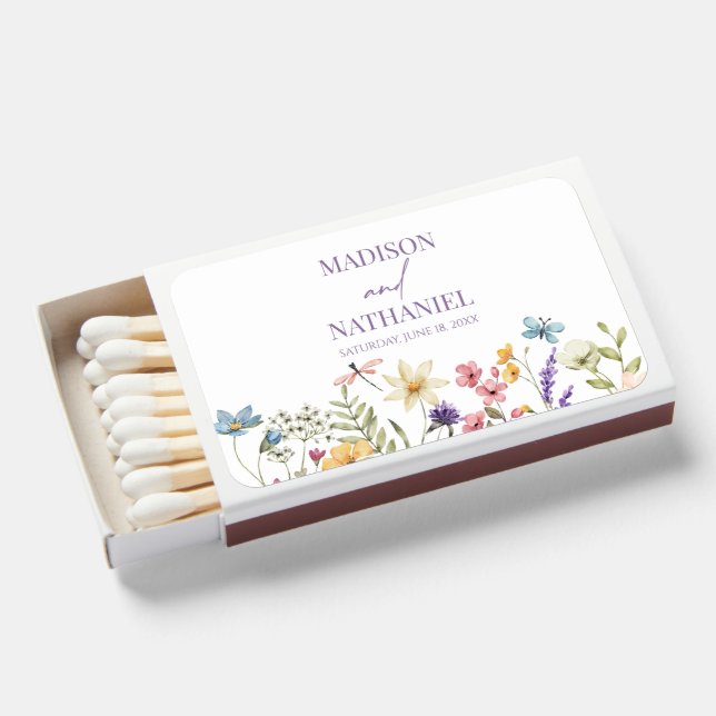 Wildflower Wild Flower Floral Garden Wedding Matchboxes (Front Open)